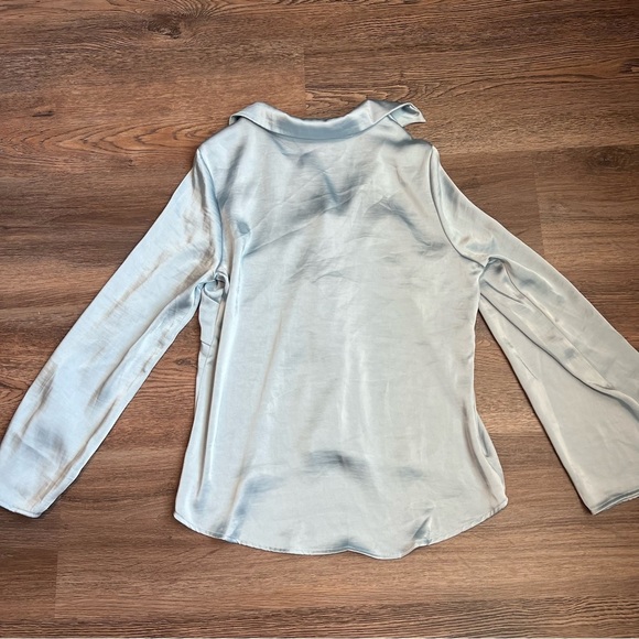 Women's Long Sleeve Satin Tie Blouse - a New Day Light Blue M - Picture 3 of 7